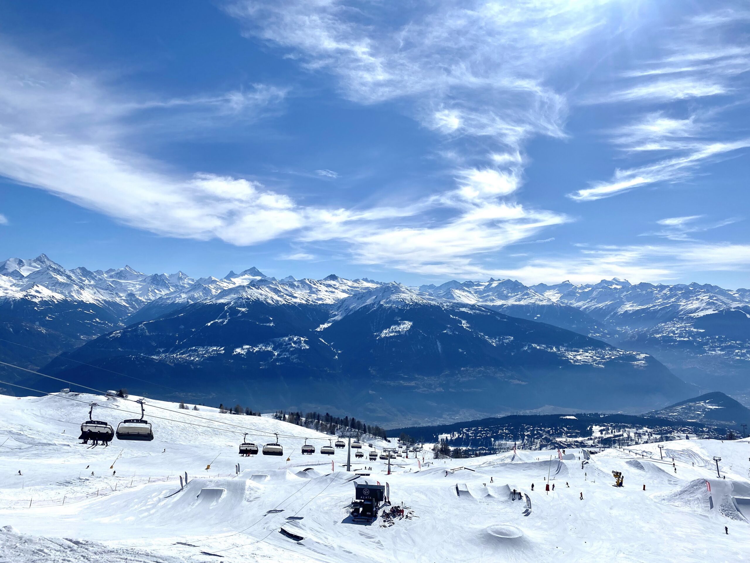 Crans-Montana mountain view with skilifts