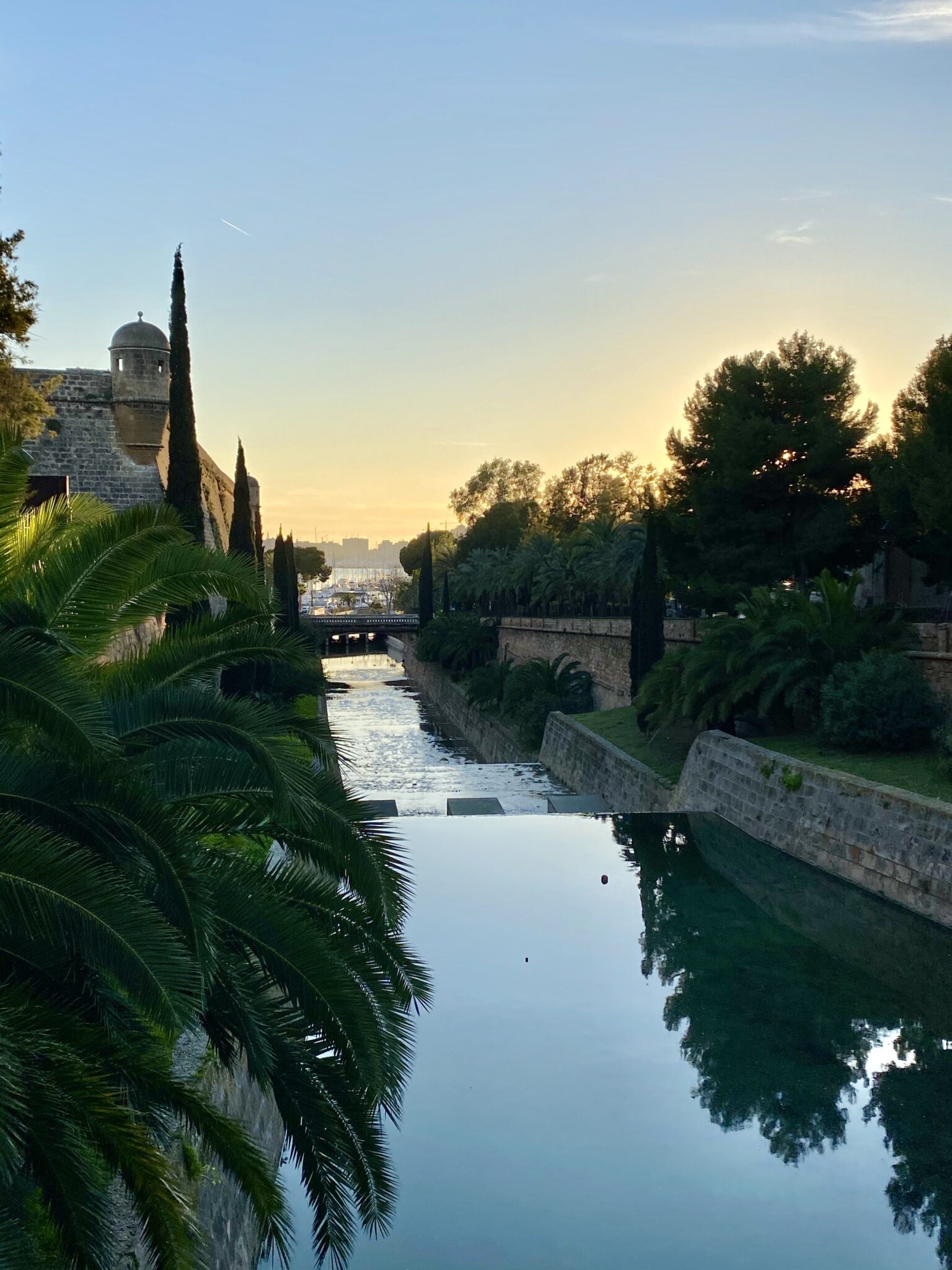 Evening light casts a warm glow over Torrente de la Riera on Paseo Mallorca