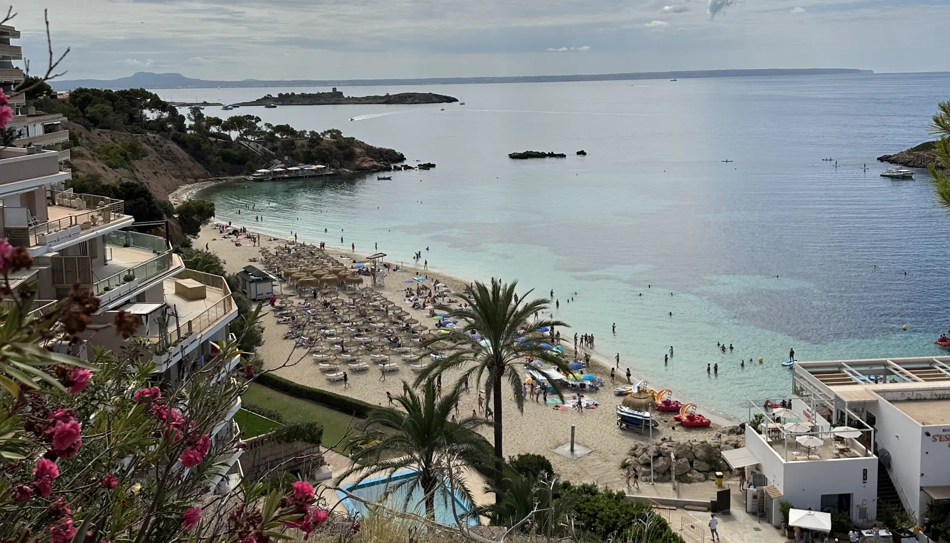 Overhead view of Portals Beach in Mallorca.